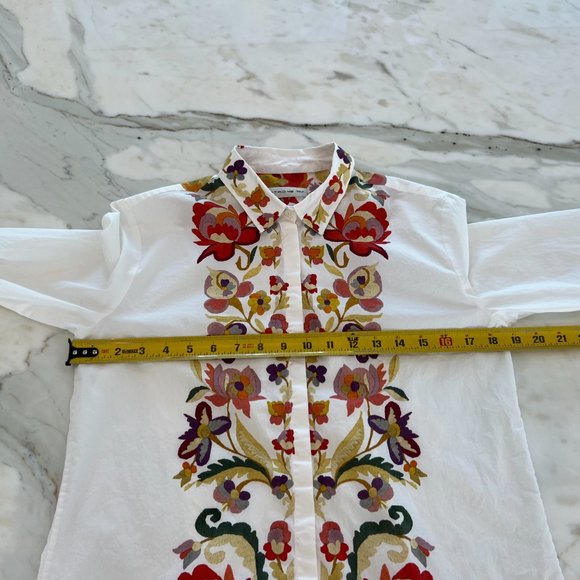ETRO WHITE FLORAL COTTON TOP SIZE IT 46 / US 10 - Picture 8 of 17